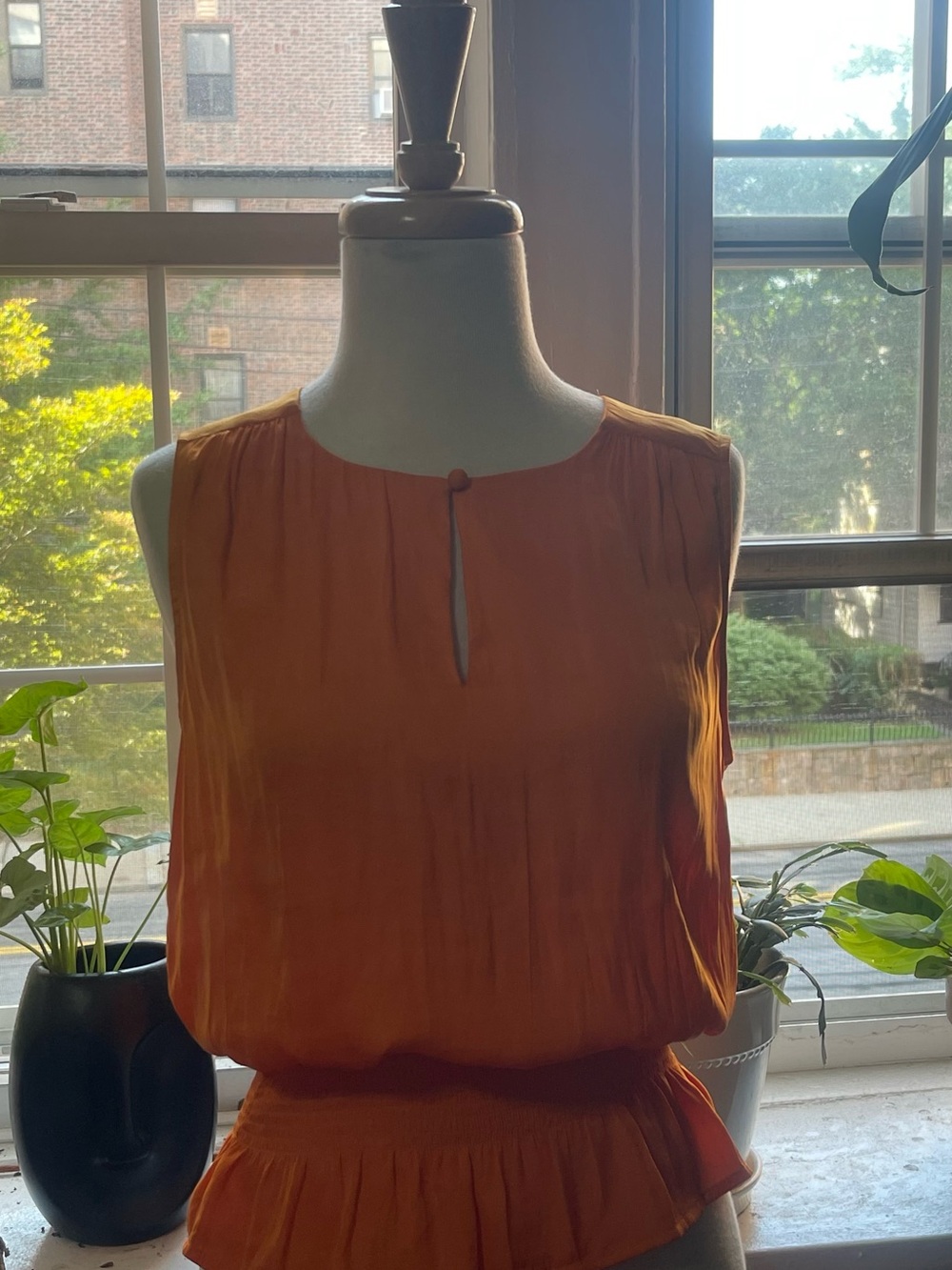 Ann Taylor Sleeveless Rust Orange Peplum Blouse